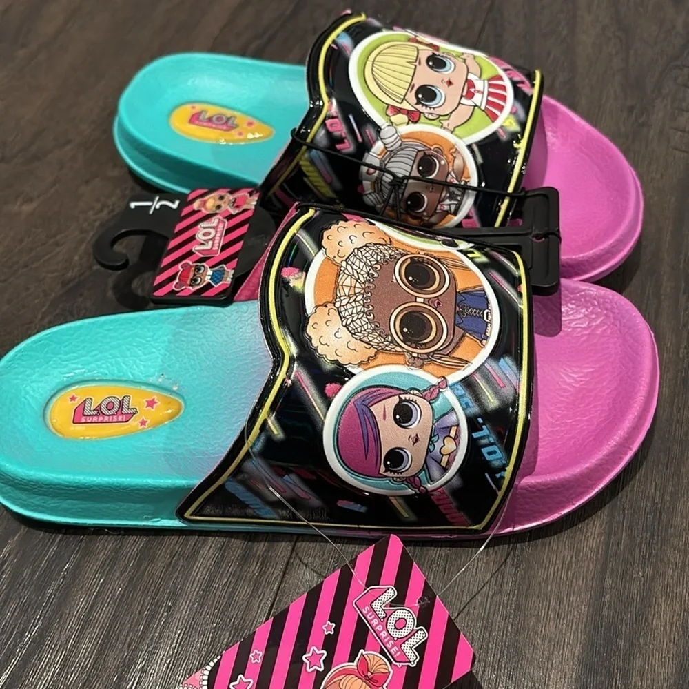 LOL Surprise! Doll Slides/Sandals,open toe,grip sole,trendy,popular,fun,colorful